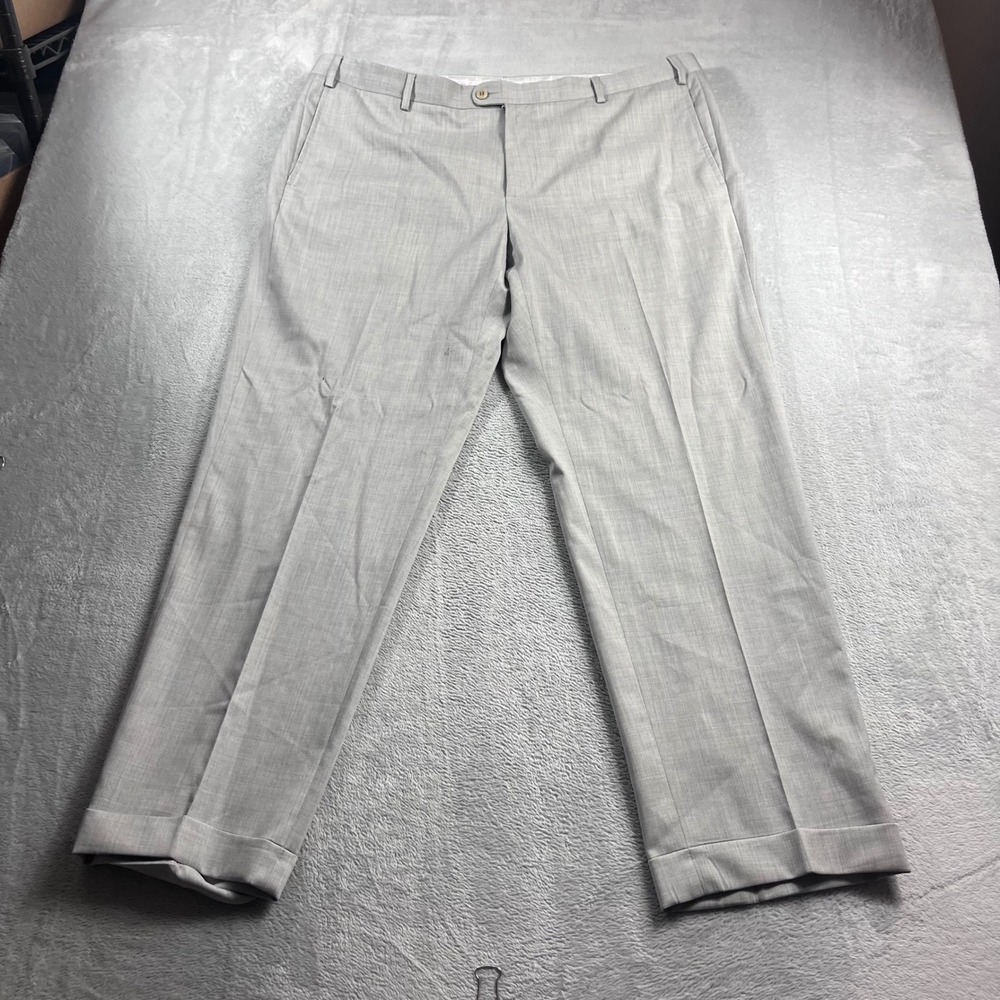 Zanella Devon Mens 42 Gray Wool Dress Pants Flat Front Cuffed Italy Saks 111839